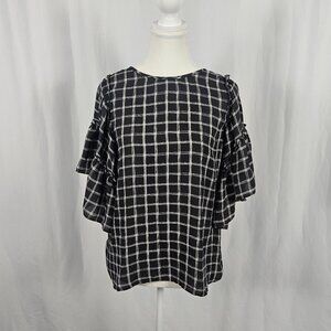 Loft - Size: XS - Chic Plaid Ruffle Blouse